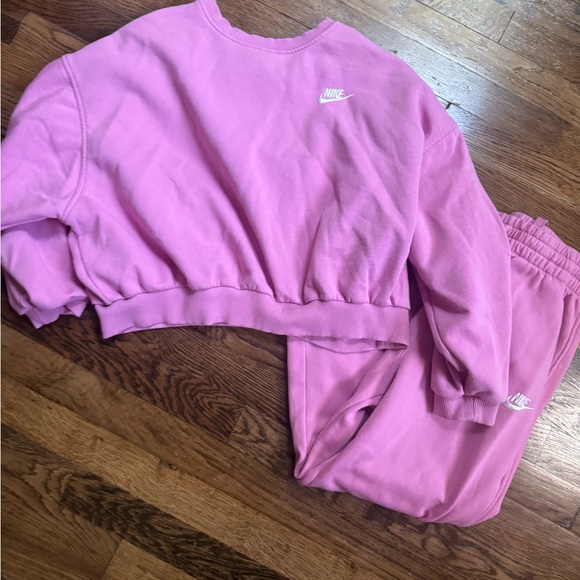 Nike Girls Pink Cotton Fleece Wide Leg Sweatsuit Size Medium 12 - Picture 13 of 13